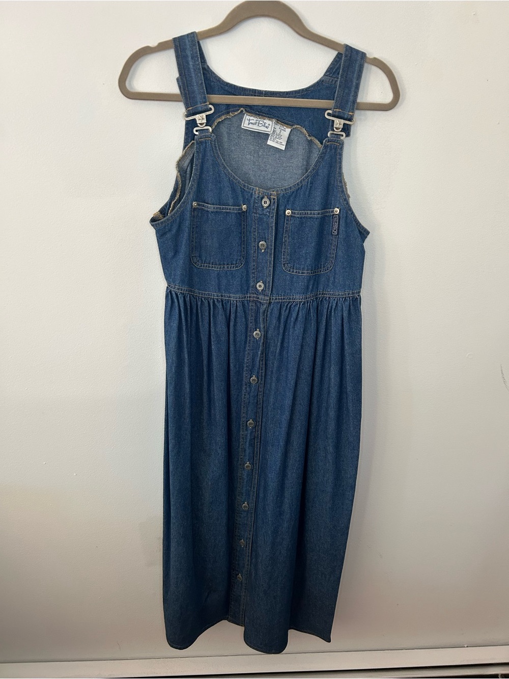 VINTAGE 100% cotton True Blue denim maxi dress size small